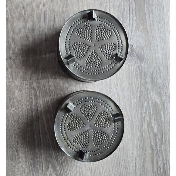 2 ~ Ivine's Tinwear Pierced Tin Heart Footed  Primitive Style PA Dutch 6"x3.5" - Picture 10 of 12